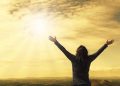 woman, sky, sunlight, arms, open arms, sunbeams, sunrays, clouds, worship, freedom, happiness, relieved, prayer, nature, praise, success, joy