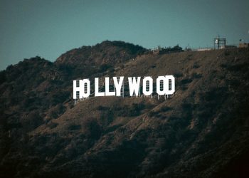 the hollywood sign on top of a mountain