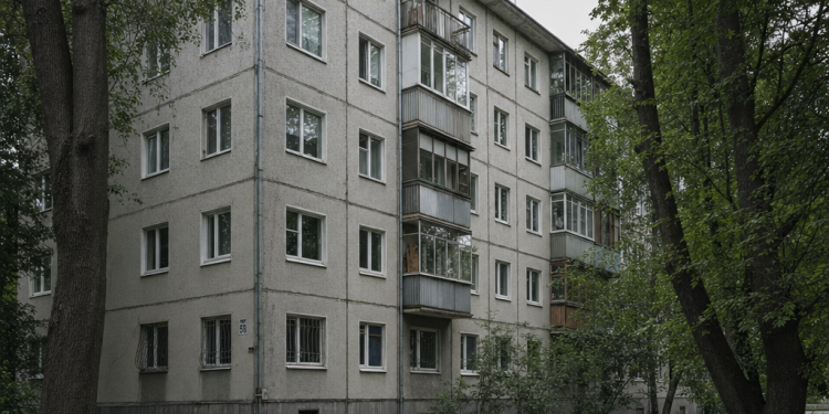 Типовий п'ятиповерховий панельний будинок-хрущовка в Україні